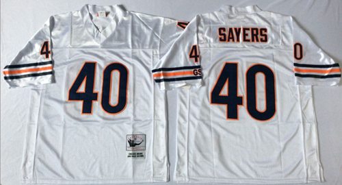 Mitchell&Ness Bears #40 Gale Sayers White Small No. Throwback Stitched NFL Jersey